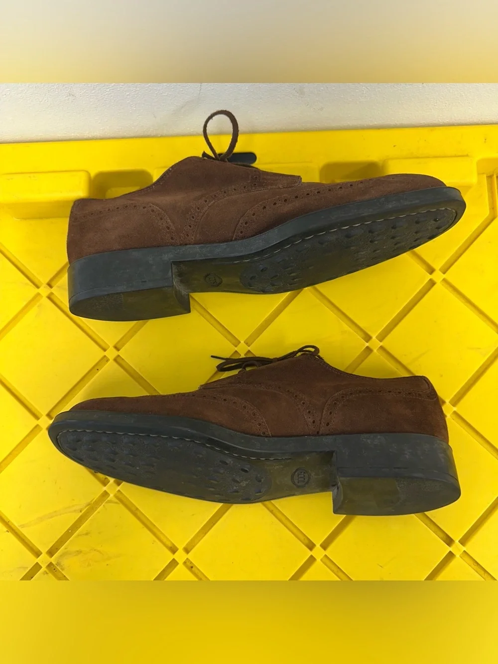 Tod's Shoes Suede Leather Wingtip Brogue Derby Mens Size 10 Brown Made In Italy